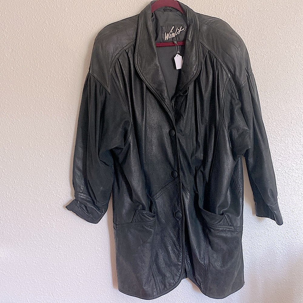 🖤90s batwing Leather‎ coat Vtg